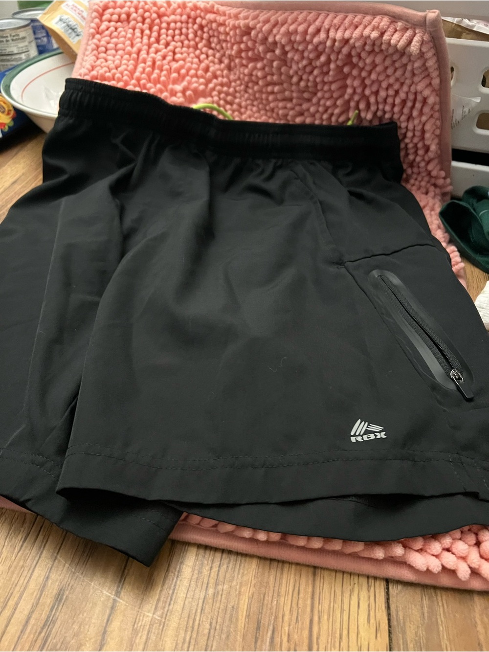 RBX Black Athletic Shorts with Zipper Pocket